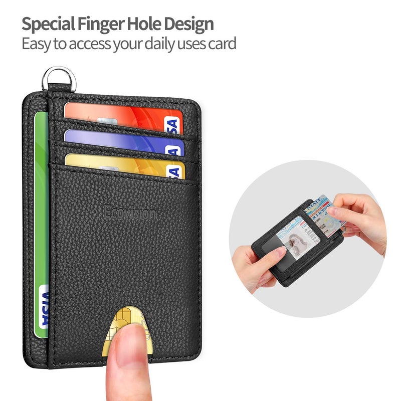 EcoVision Slim Minimalist Front Pocket Wallet, RFID Blocking Credit Card Holder Wallet with Detachable D-Shackle for Men Women - Image 5